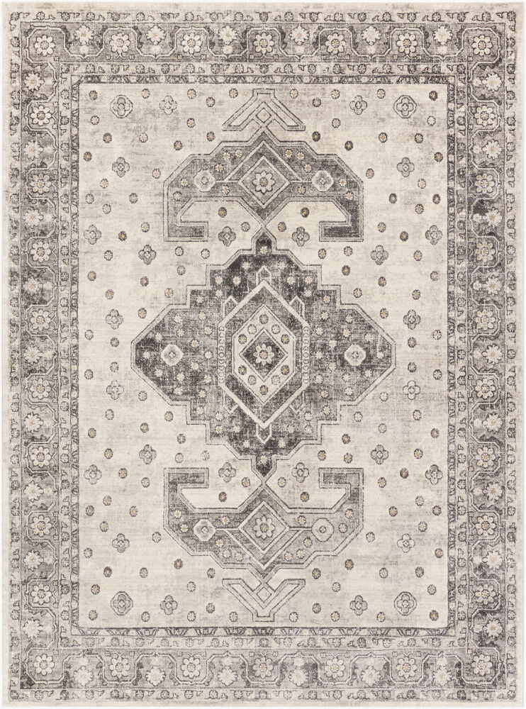 Indigo Machine Woven Rug — Beige/Black