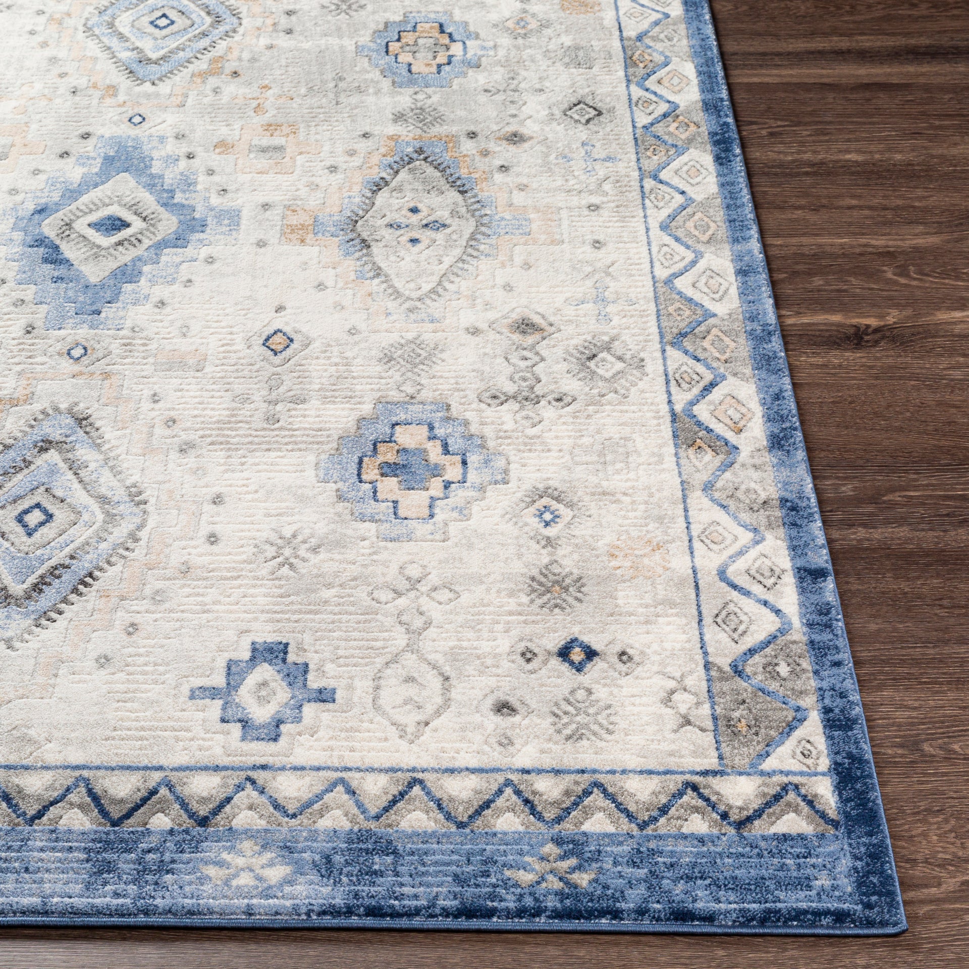 Indigo Machine Woven Rug Livabliss Indigo