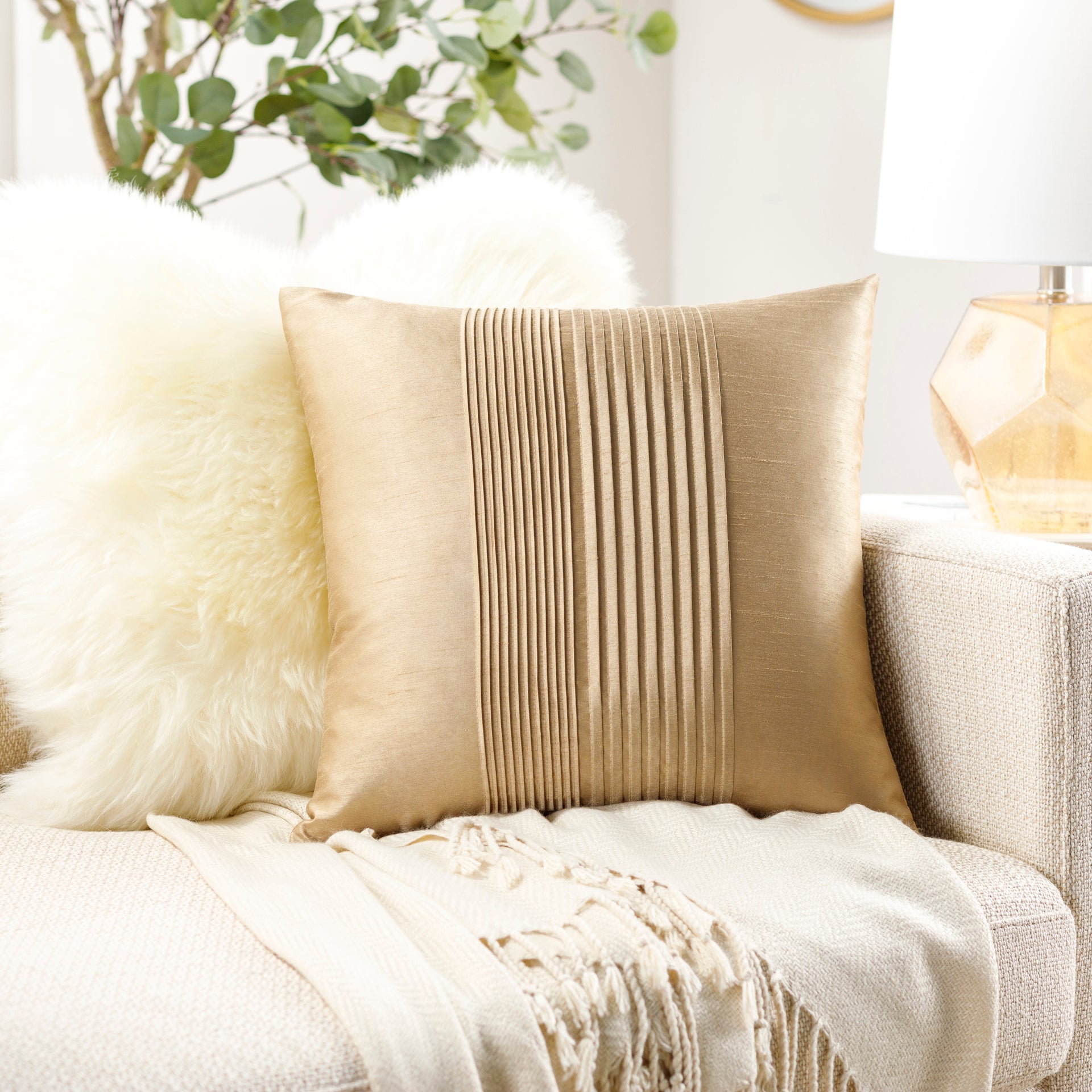 Solid Pleated Accent Pillow Livabliss Solid Pleated