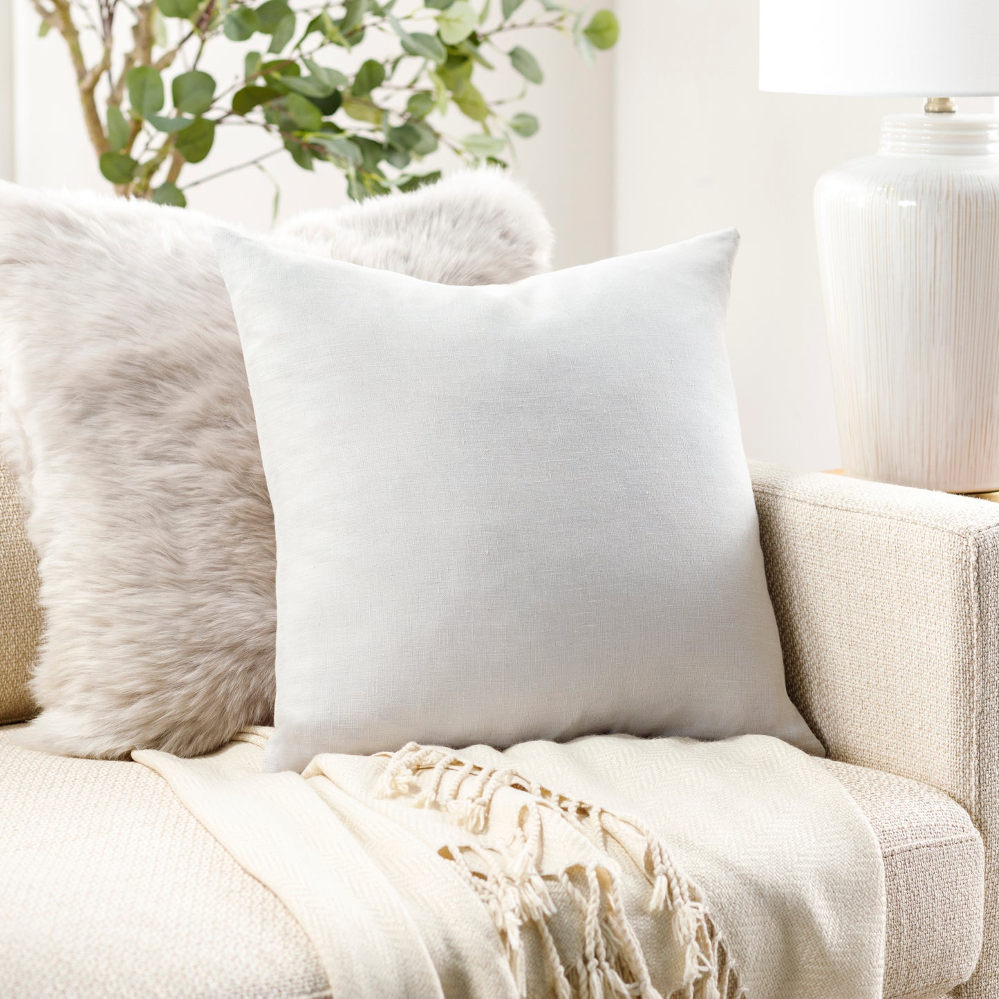 Linen Solid Lumbar Pillow Livabliss Linen Solid