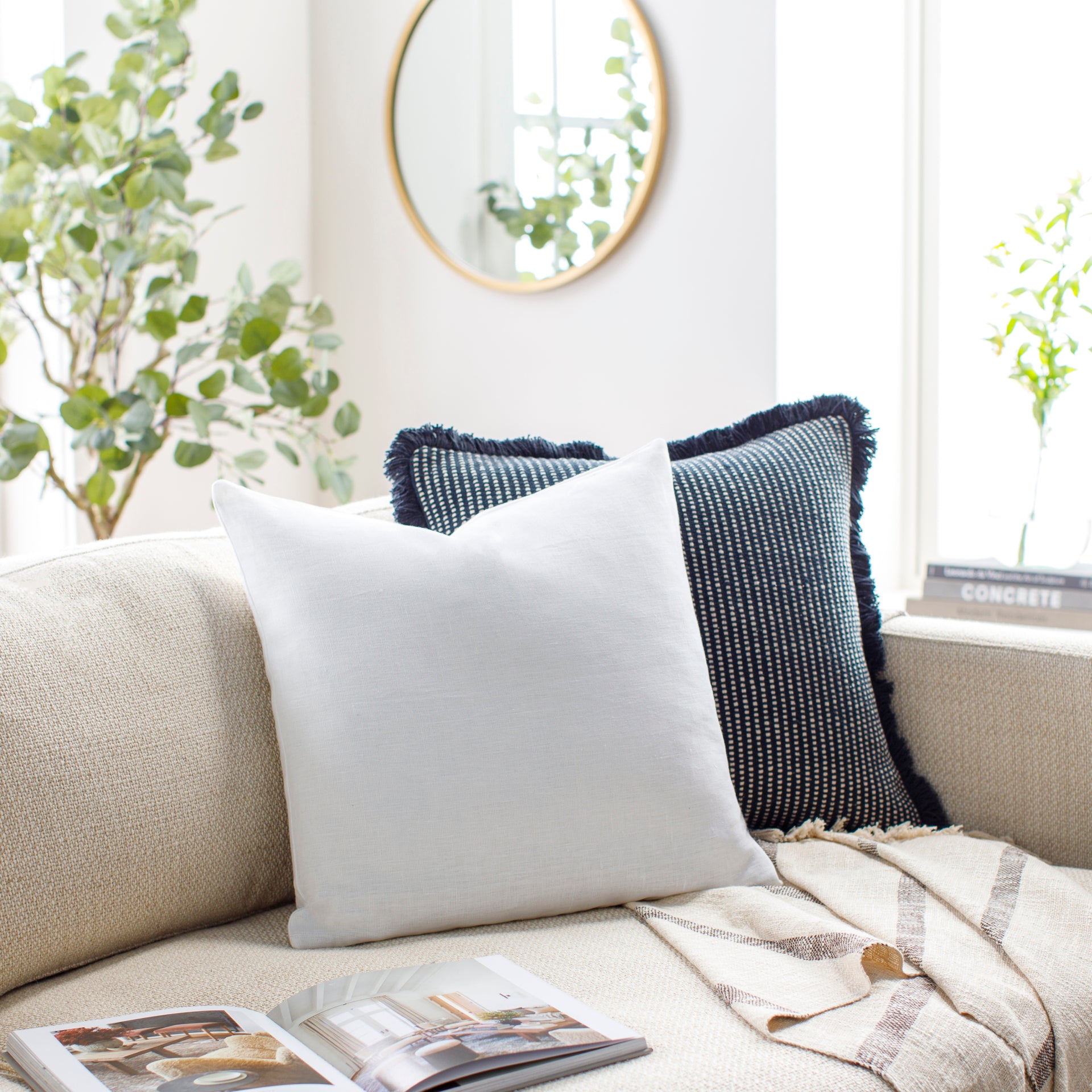Linen Solid Lumbar Pillow Livabliss Linen Solid