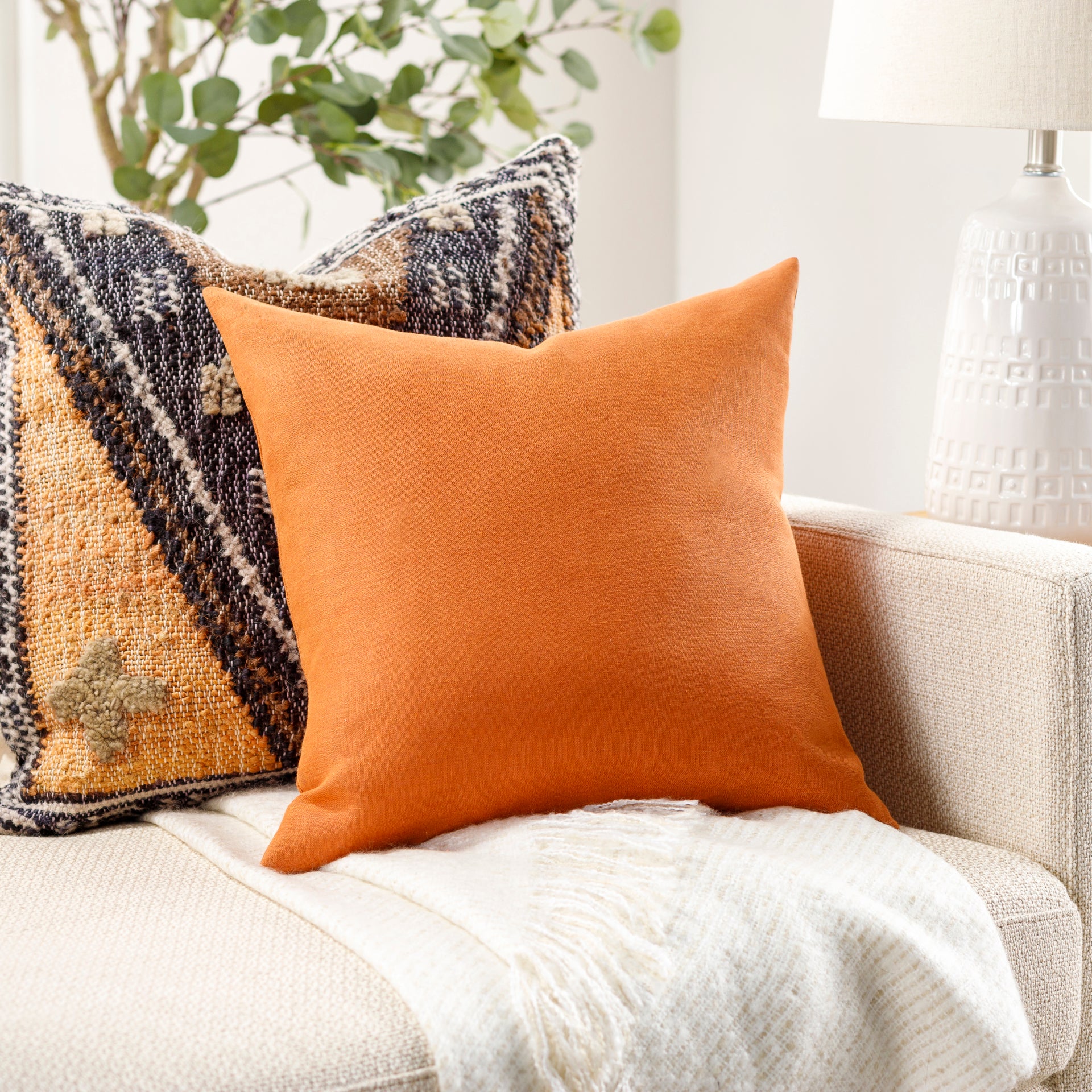 Linen Solid Lumbar Pillow Livabliss Linen Solid