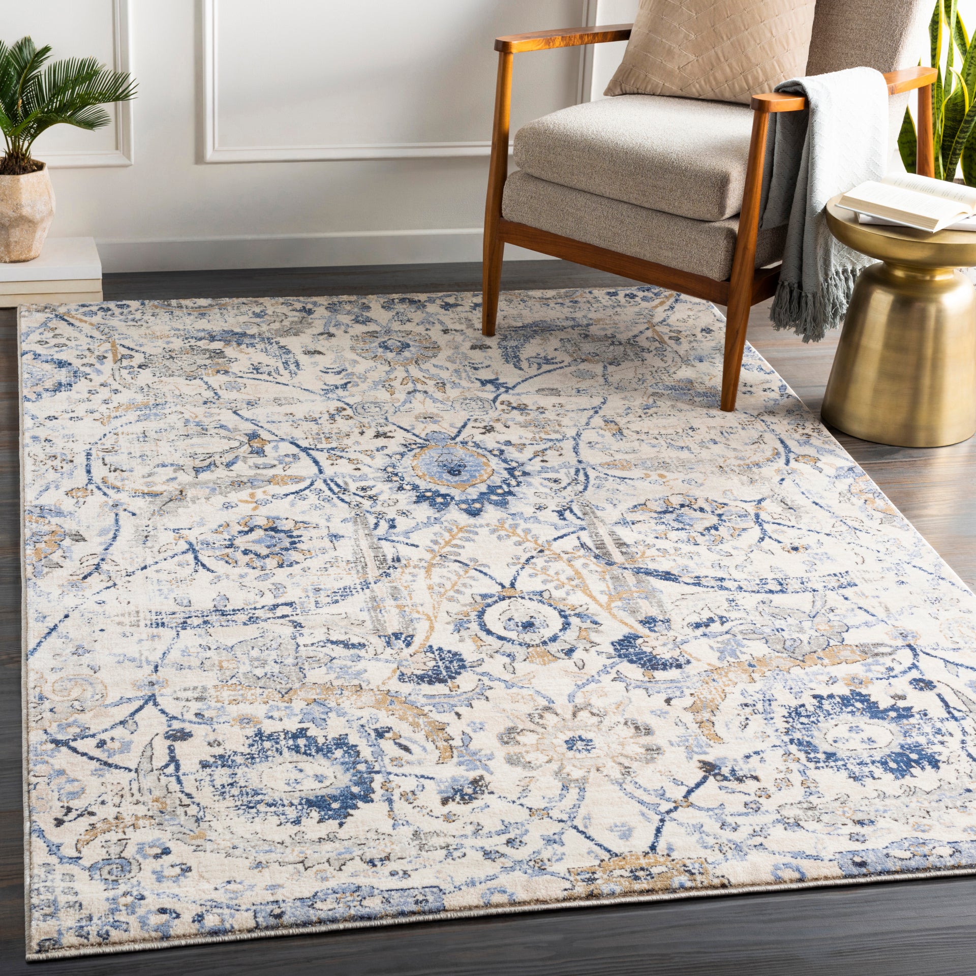 Indigo Machine Woven Rug Livabliss Indigo
