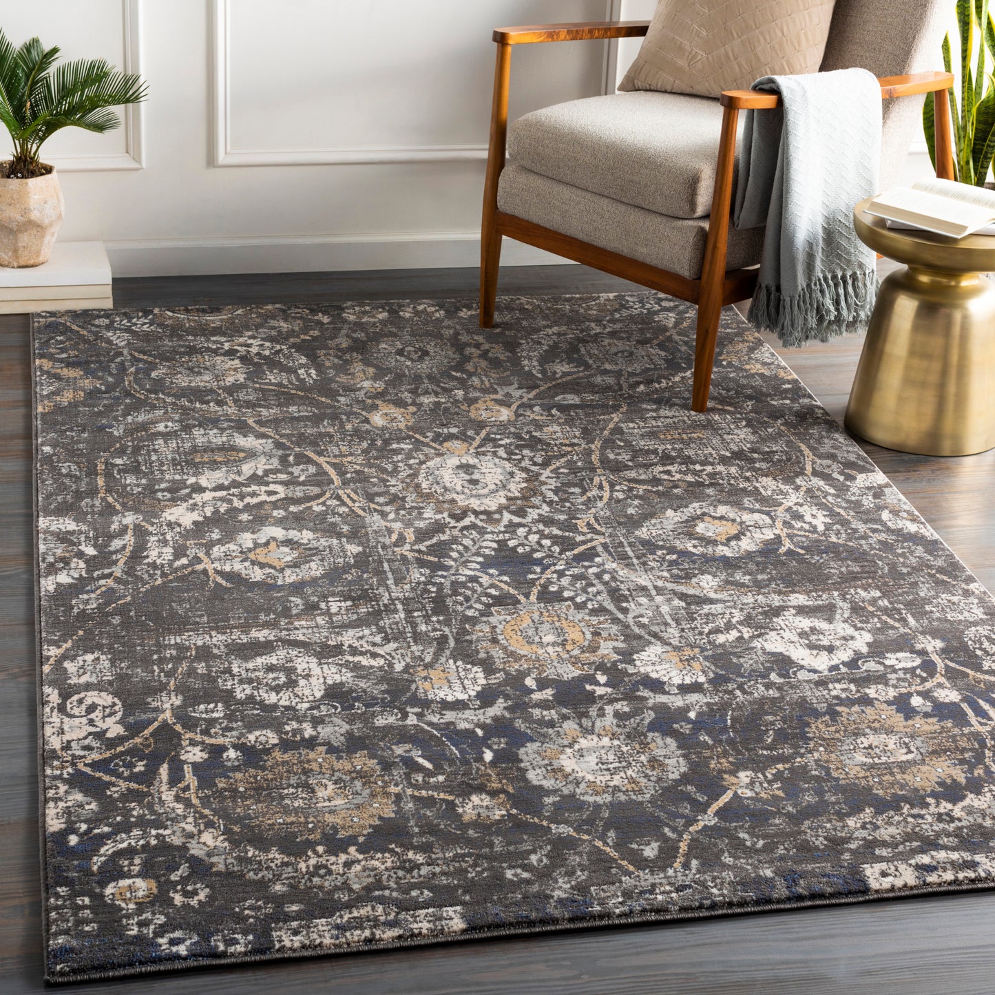 Indigo Machine Woven Rug Livabliss Indigo
