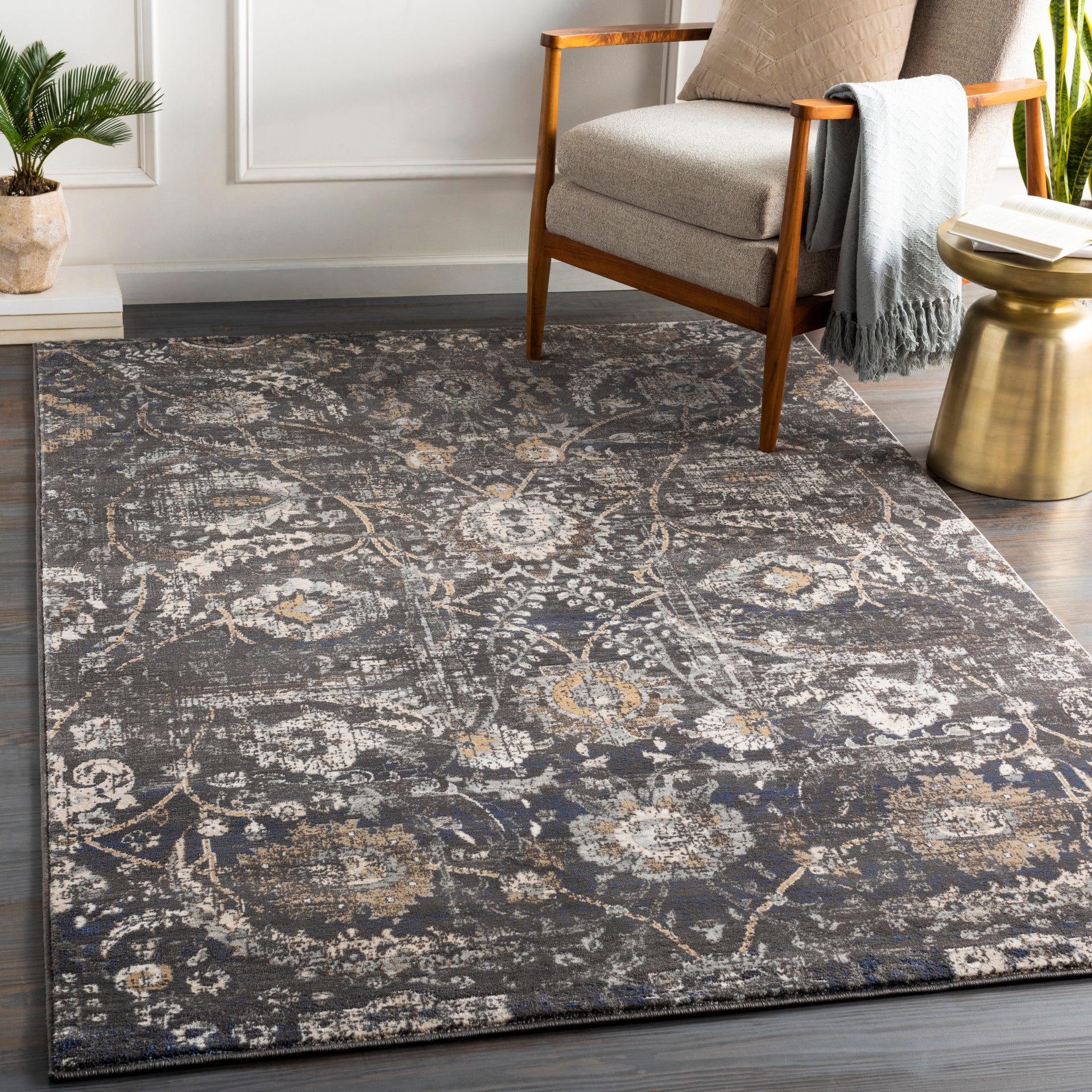 Indigo Machine Woven Rug Livabliss Indigo