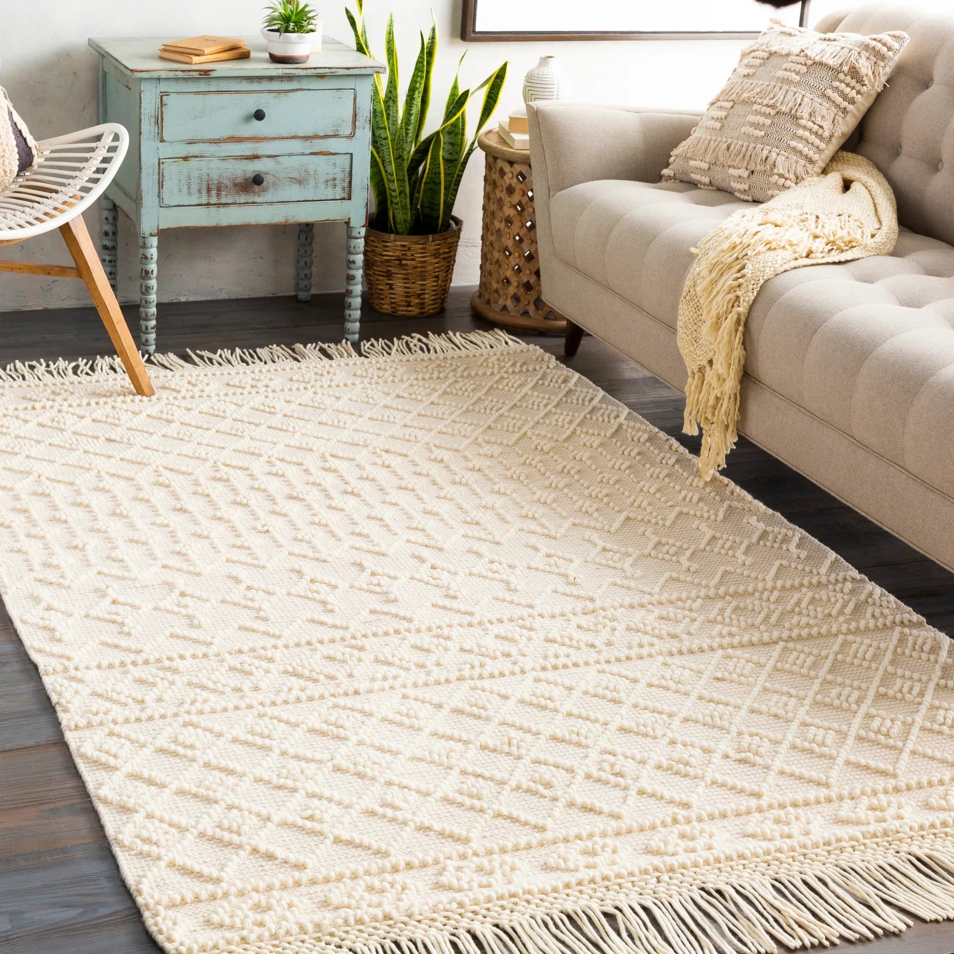 Farmhouse Tassels Handmade Rug Livabliss Farmhouse Tassels