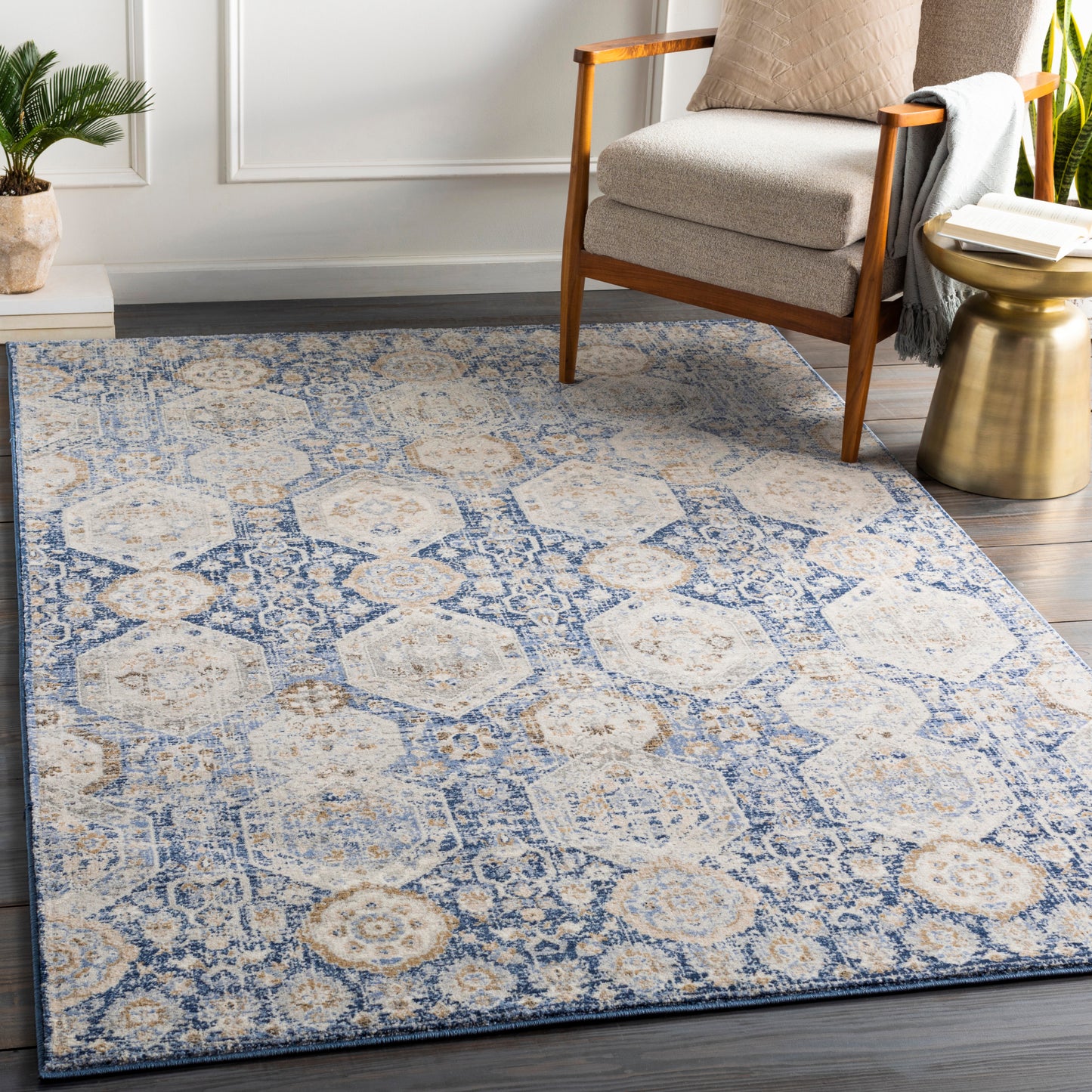 Indigo Machine Woven Rug Livabliss Indigo