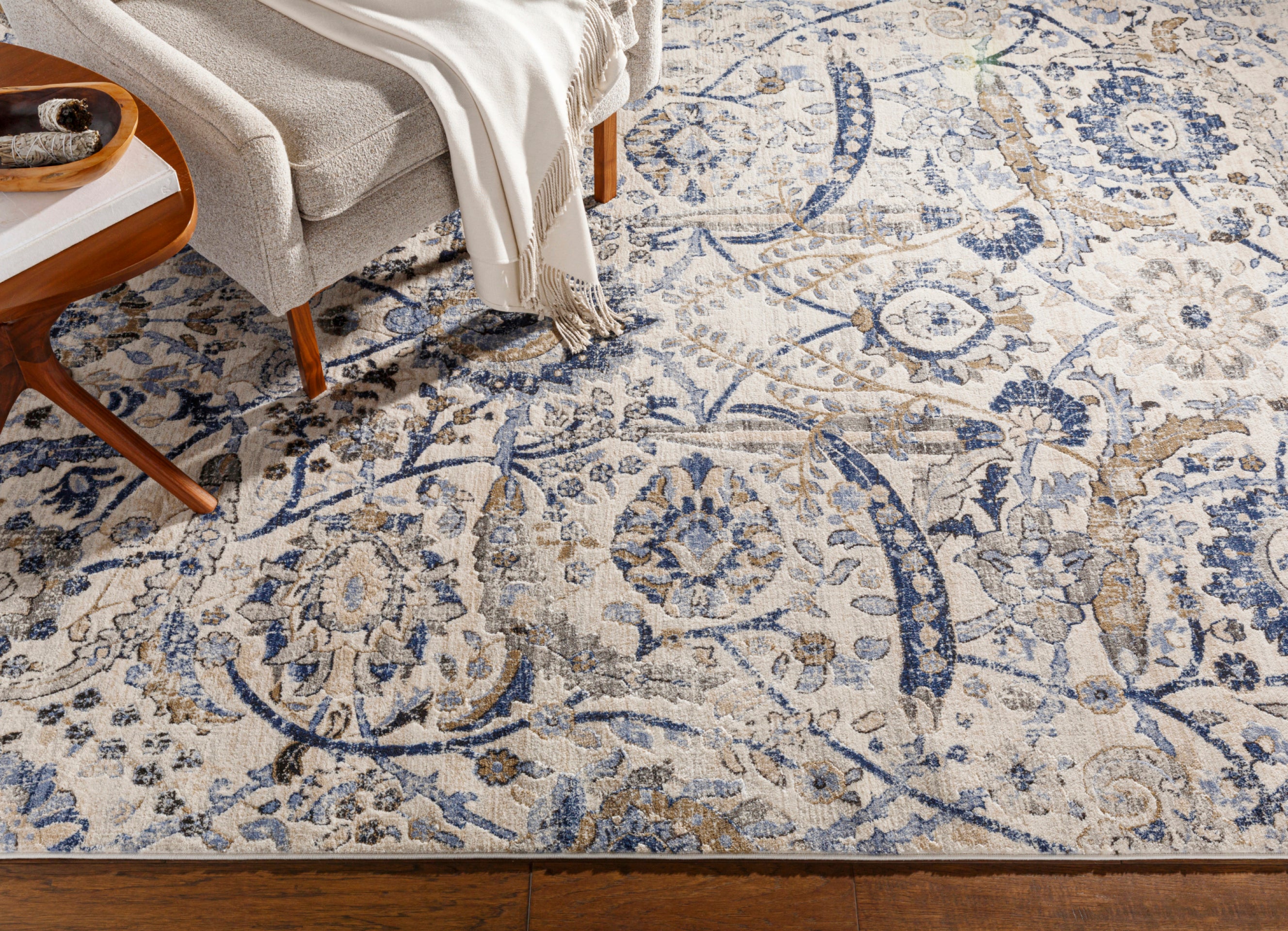 Indigo Machine Woven Rug Livabliss Indigo