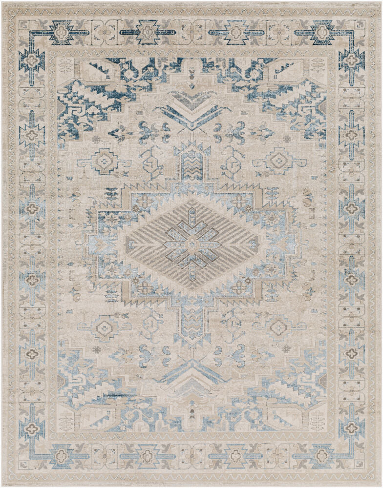 Impulse Machine Woven Rug — Cream/Deep Teal