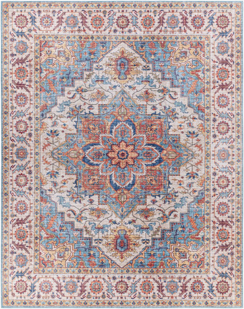 Iris Machine Woven Rug — Beige/Burgandy