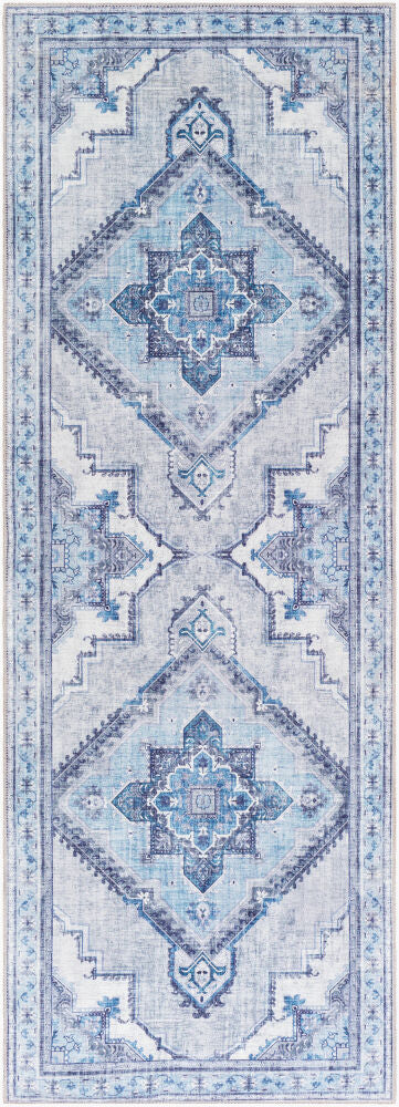 Iris Machine Woven Rug — Dark Blue/Ivory