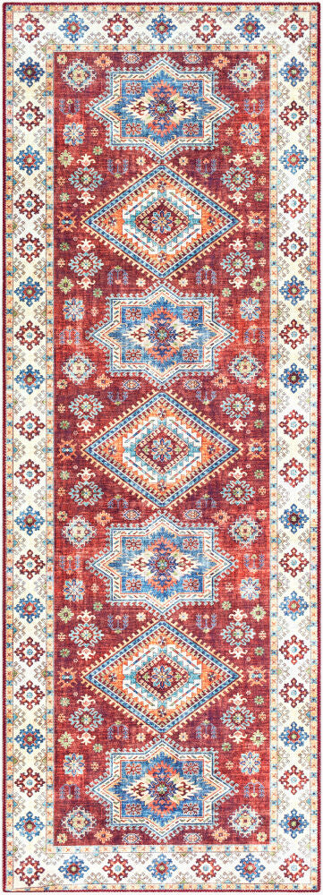 Iris Machine Woven Rug — Beige/Burgandy