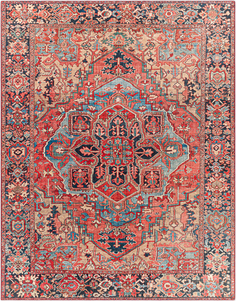 Iris Machine Woven Rug — Beige/Dark Blue