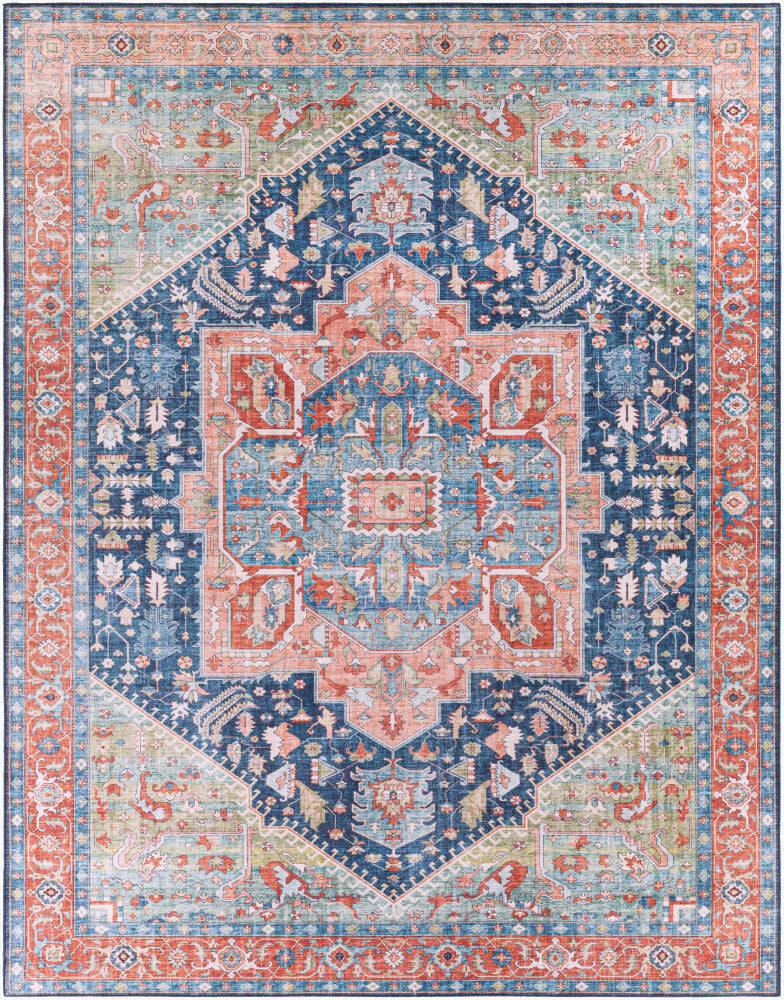Iris Machine Woven Rug — Blue/Camel