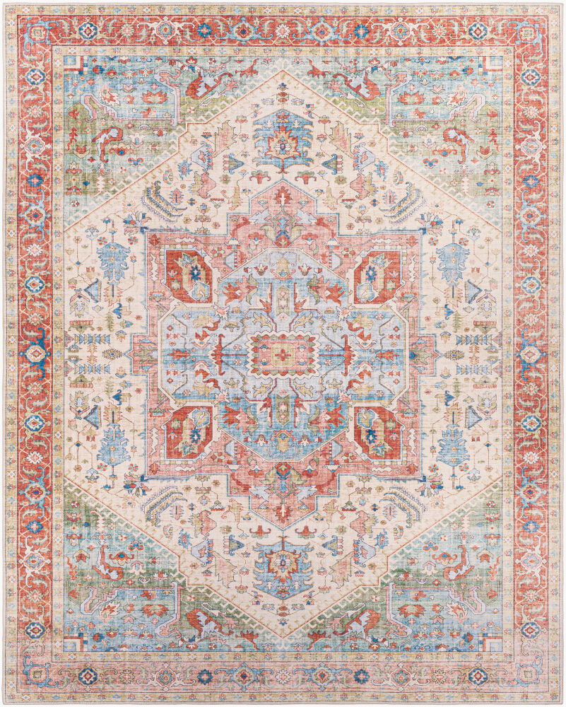 Iris Machine Woven Rug — Emerald/Ivory