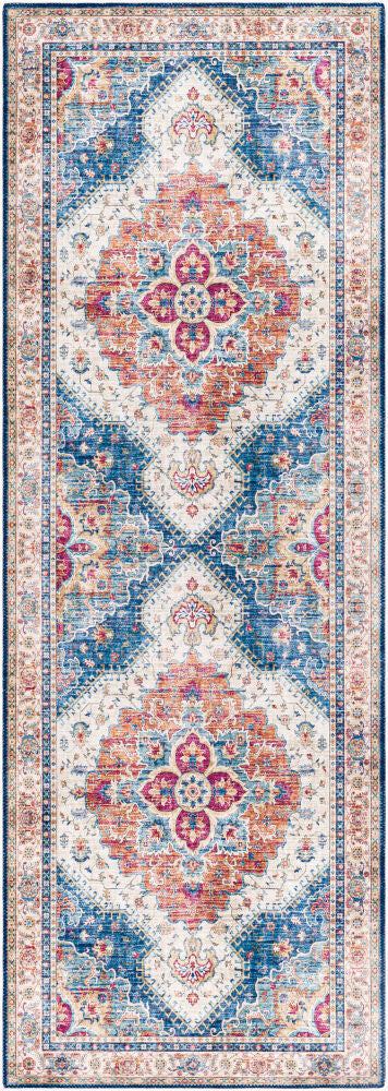 Iris Machine Woven Rug — Blue/Burnt Orange