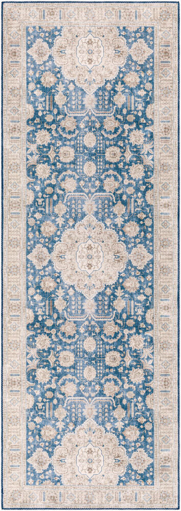 Iris Machine Woven Rug — Blue/Light Beige