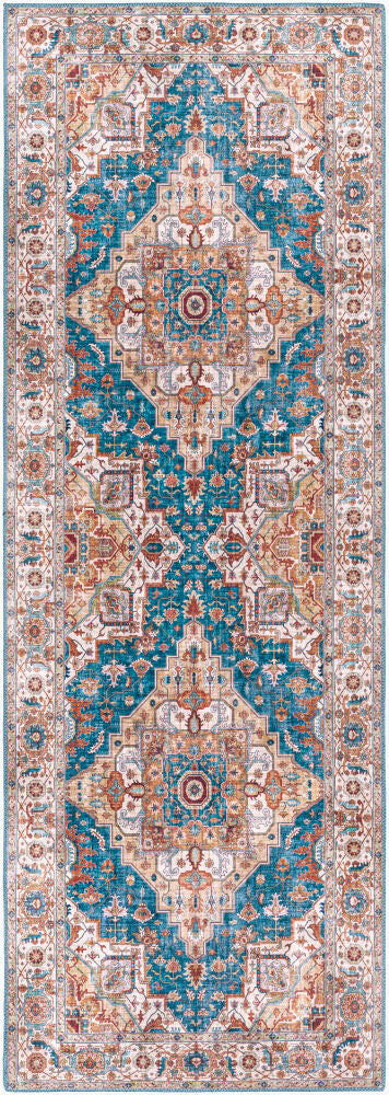Iris Machine Woven Rug — Burnt Orange/Dark Blue