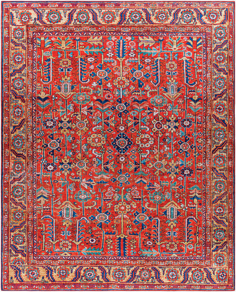Iris Machine Woven Rug — Burnt Orange/Dark Blue