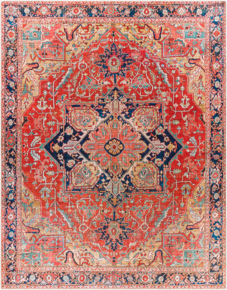 Iris Machine Woven Rug — Cream/Dark Blue