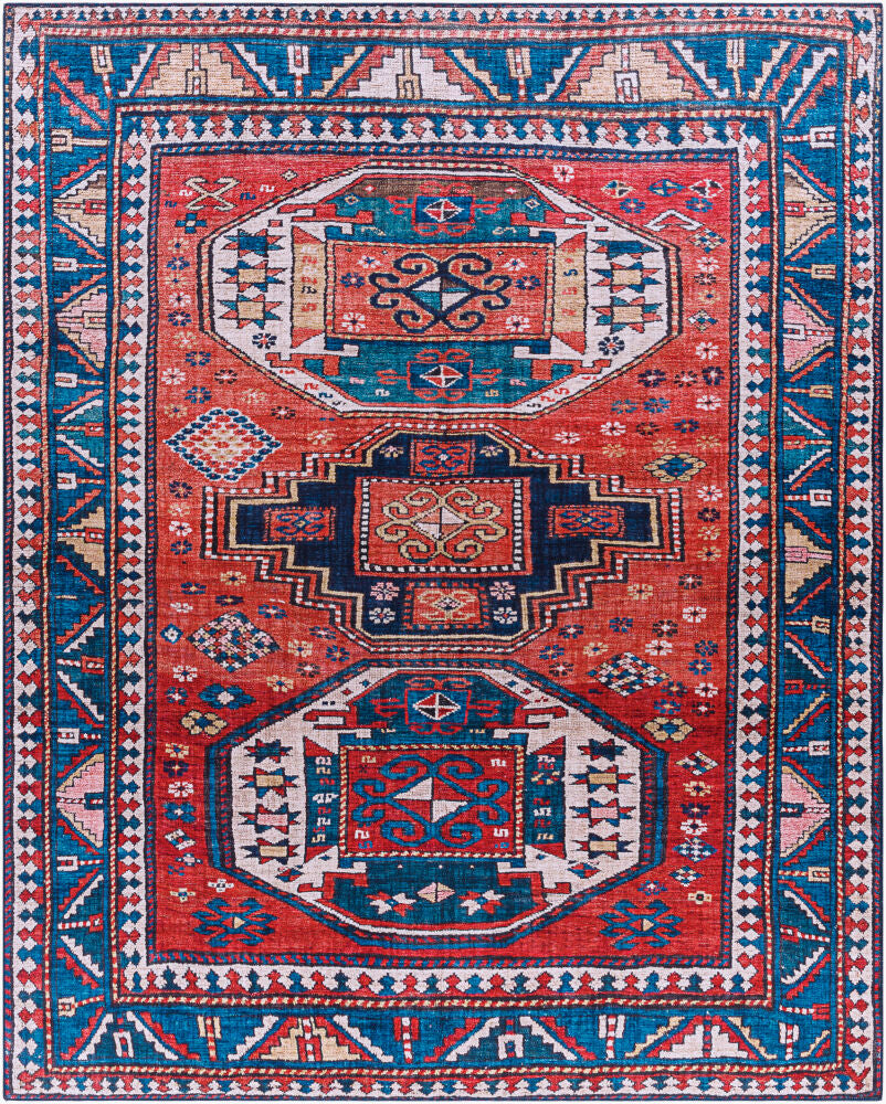 Iris Machine Woven Rug — Burnt Orange/Dark Blue