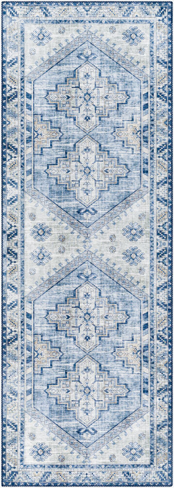 Iris Machine Woven Rug — Cream/Dark Blue
