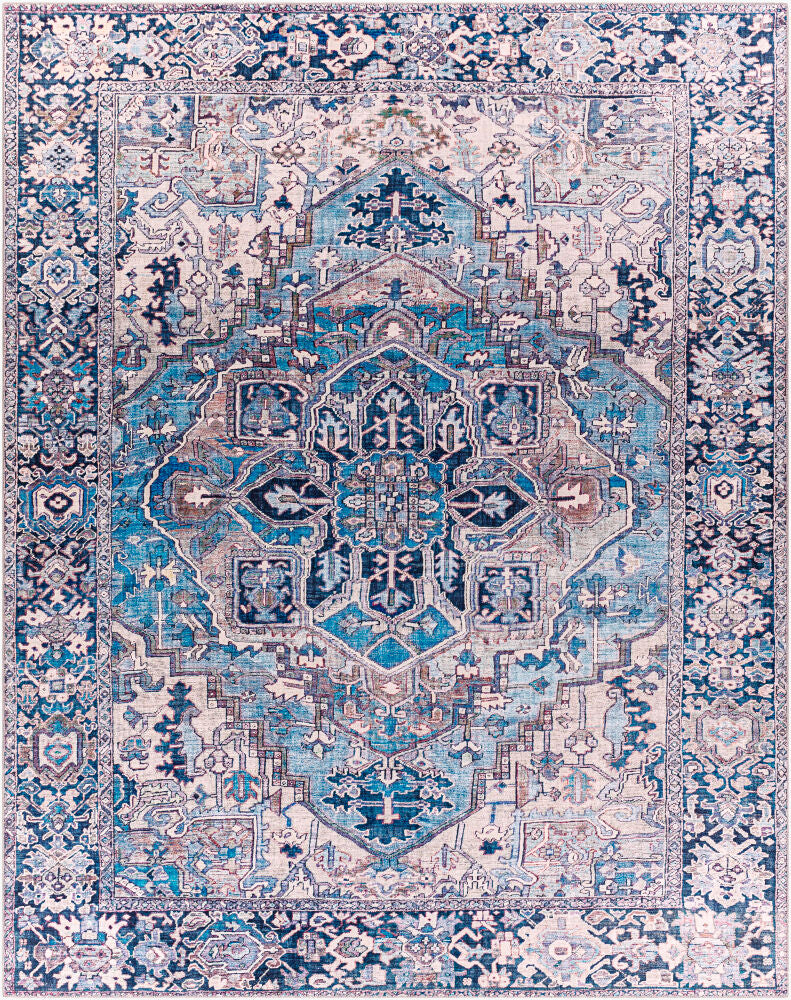 Iris Machine Woven Rug — Cream/Dark Blue
