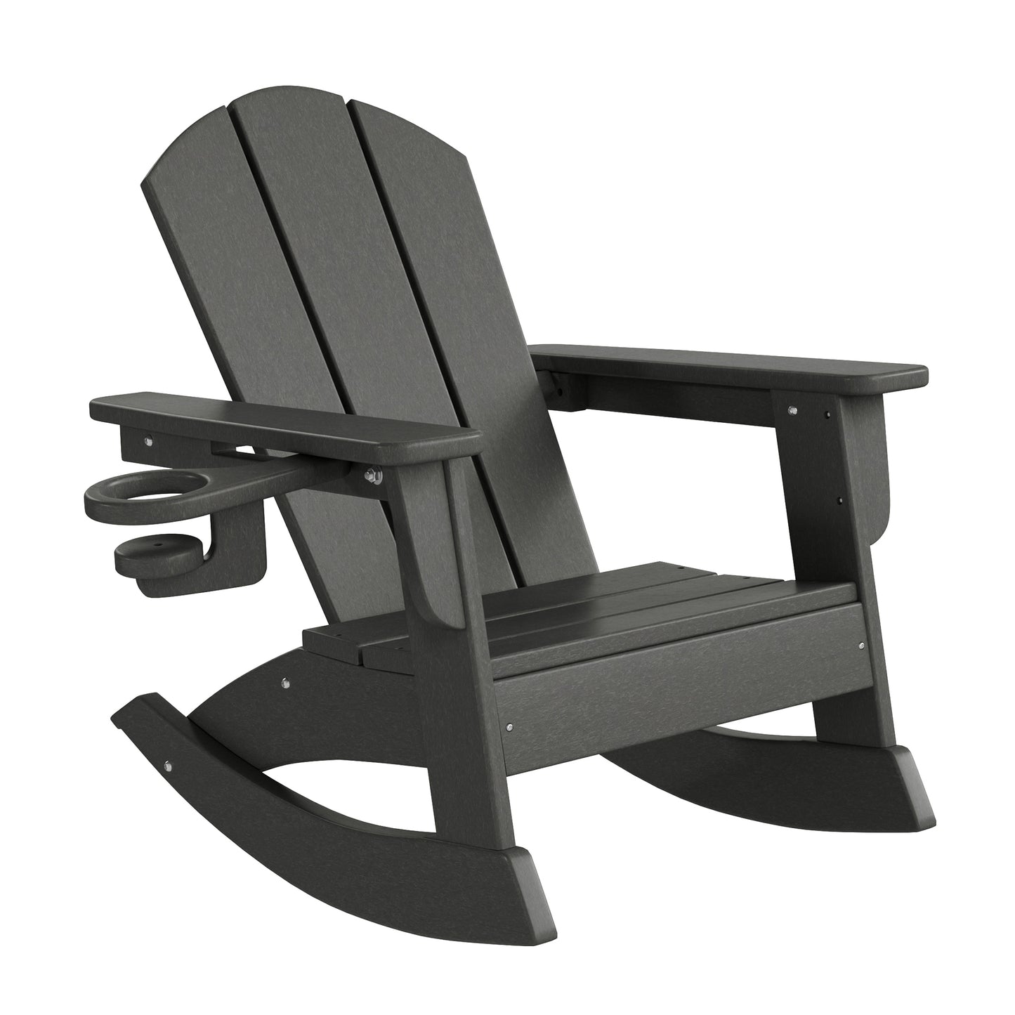 Tiny Terraces Kids Adirondack Rocking Chair with Cup Holder (Set of 2) Gray Seahawk Designs Kids Patio Rocking Chairs