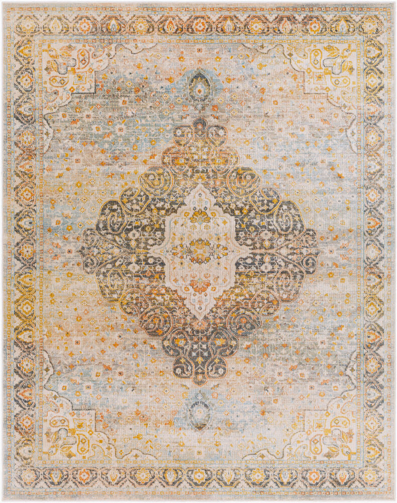 Jamila Machine Woven Rug — Aqua/Beige