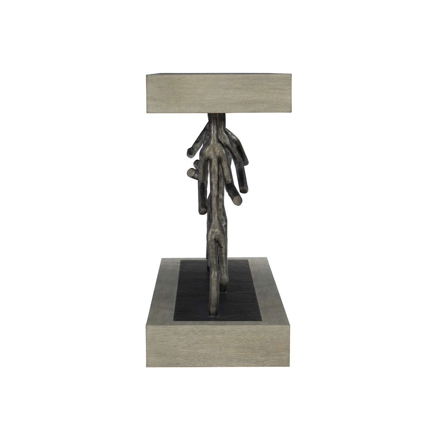 Bernhardt Theo Console Table — Cast Iron Figures, Cerused Oak Bernhardt Console Table