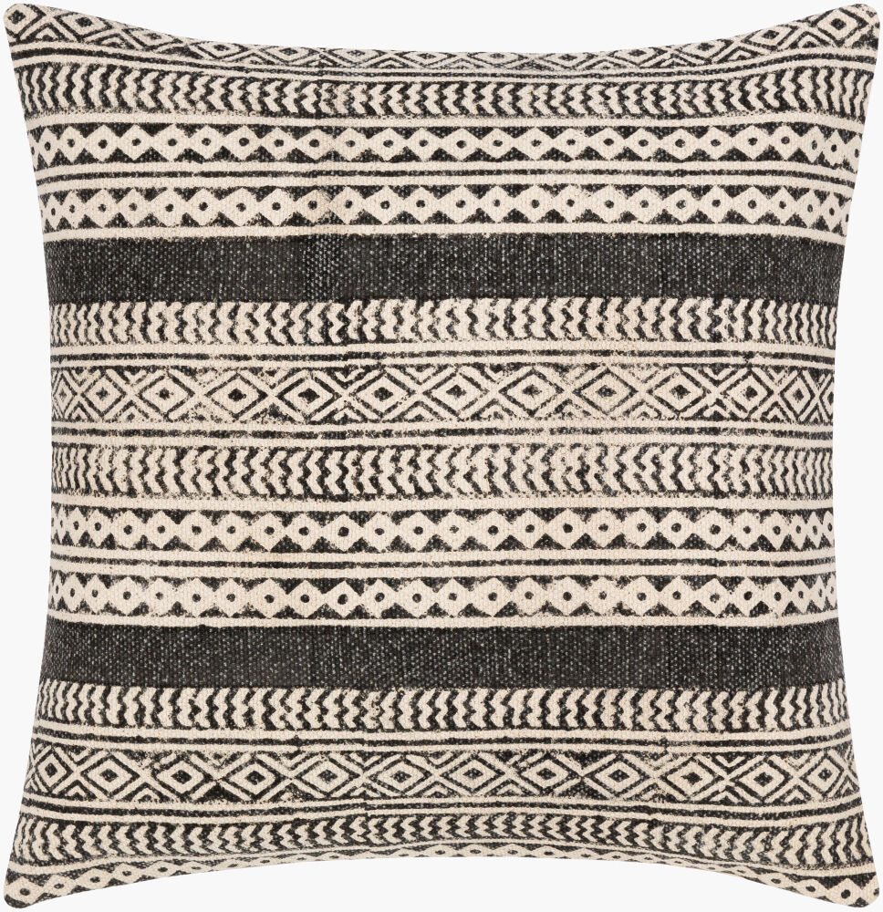 Janya Accent Pillow — Black/Light Beige