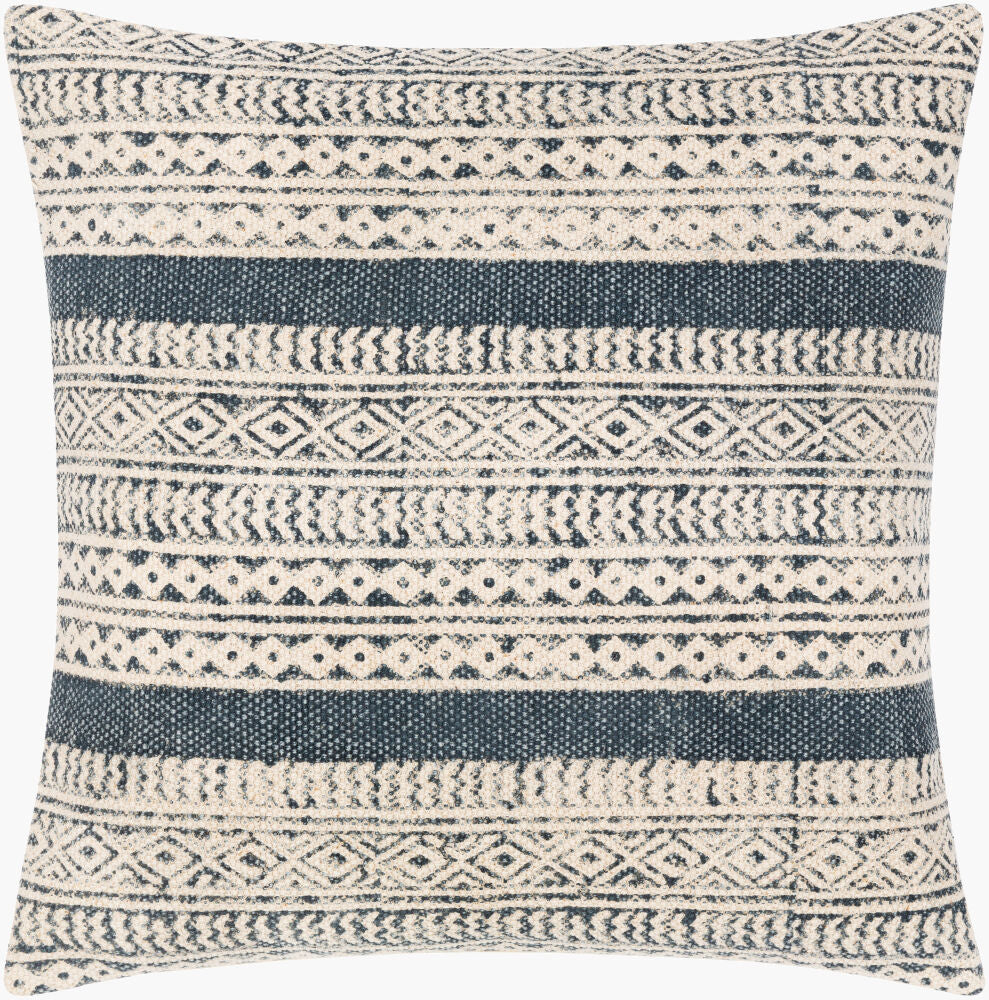 Janya Accent Pillow — Dark Blue/Light Beige