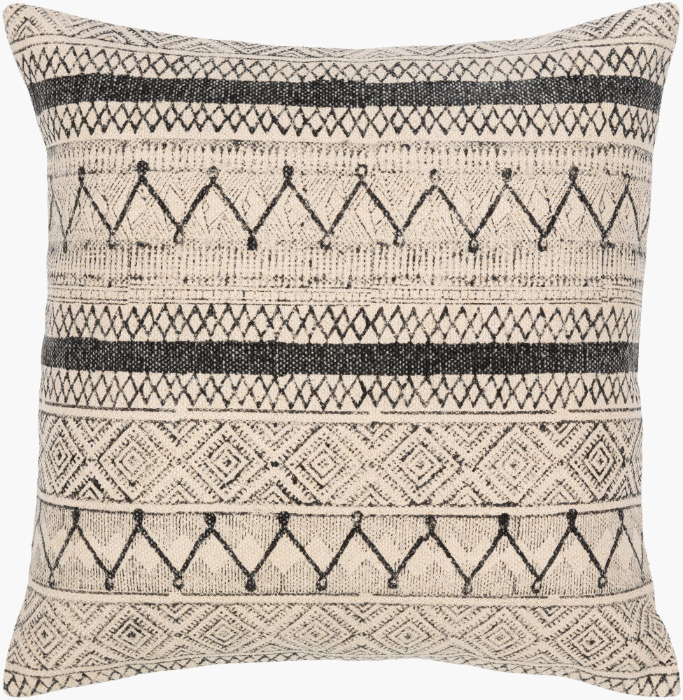 Janya Accent Pillow — Black/Light Beige