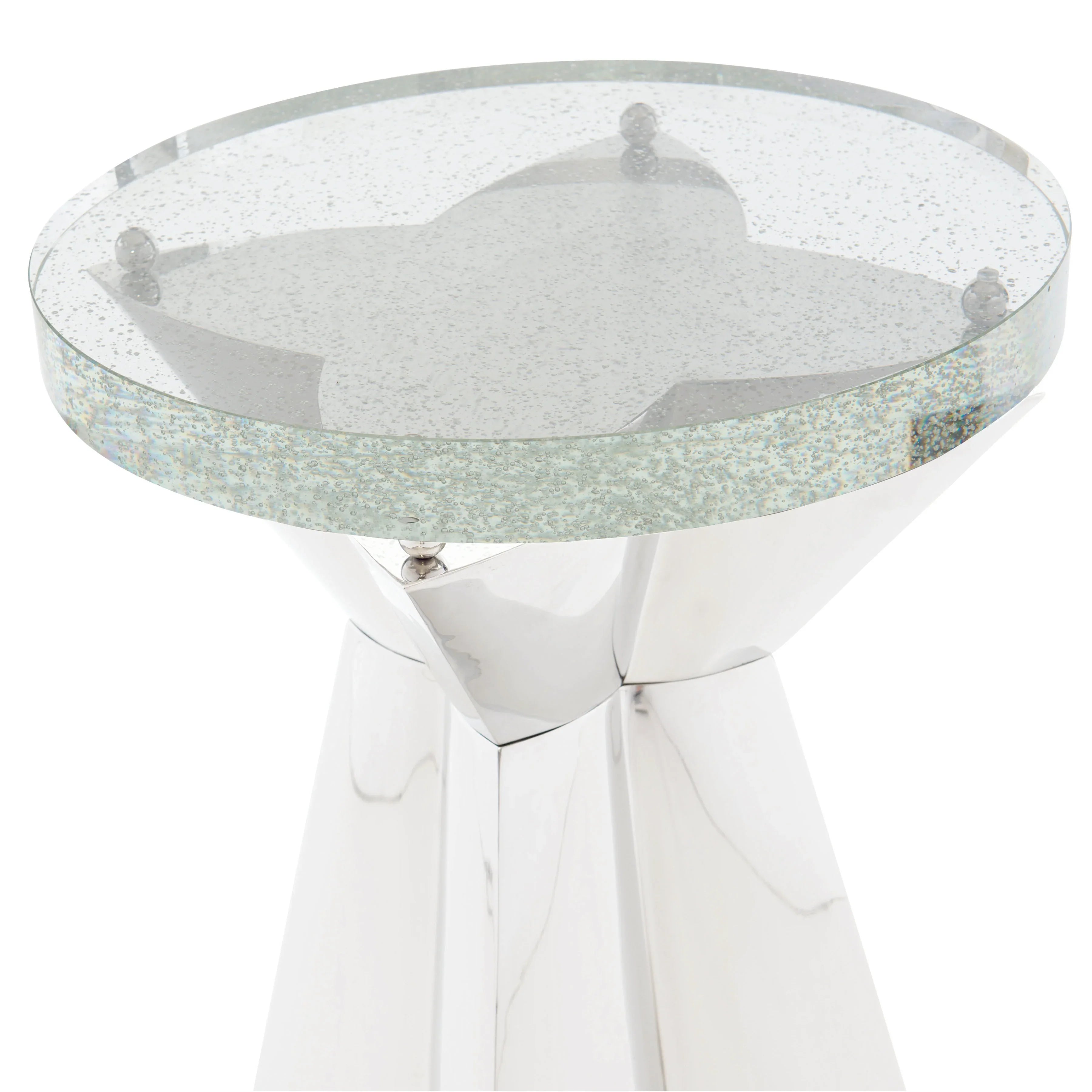 Bernhardt Anika Accent Table — Bubble Glass on Polished Steel Bernhardt End Table
