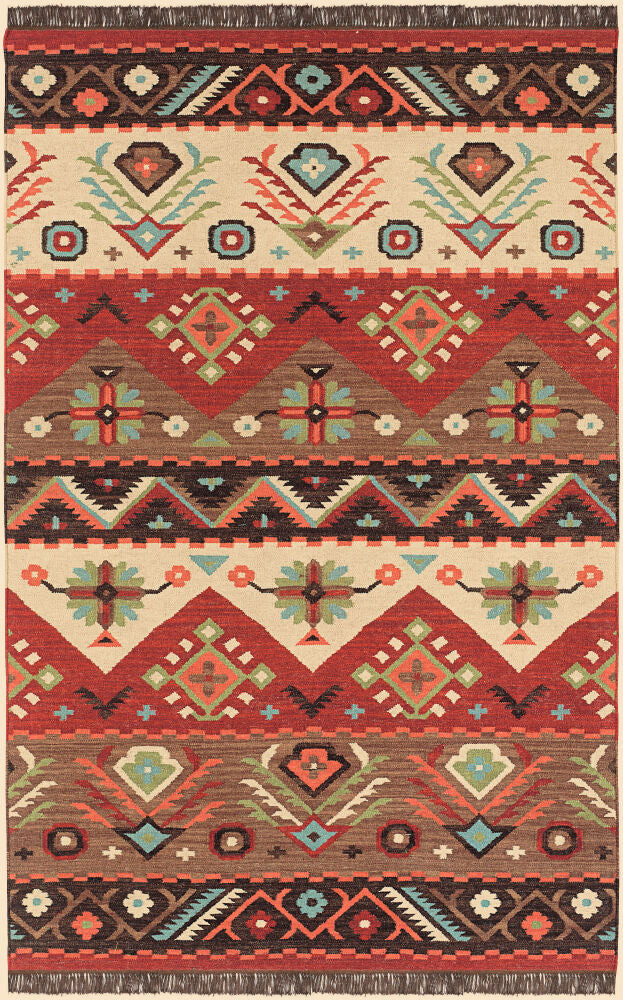 Jewel Tone Handmade Rug — Burgandy/Dark Brown