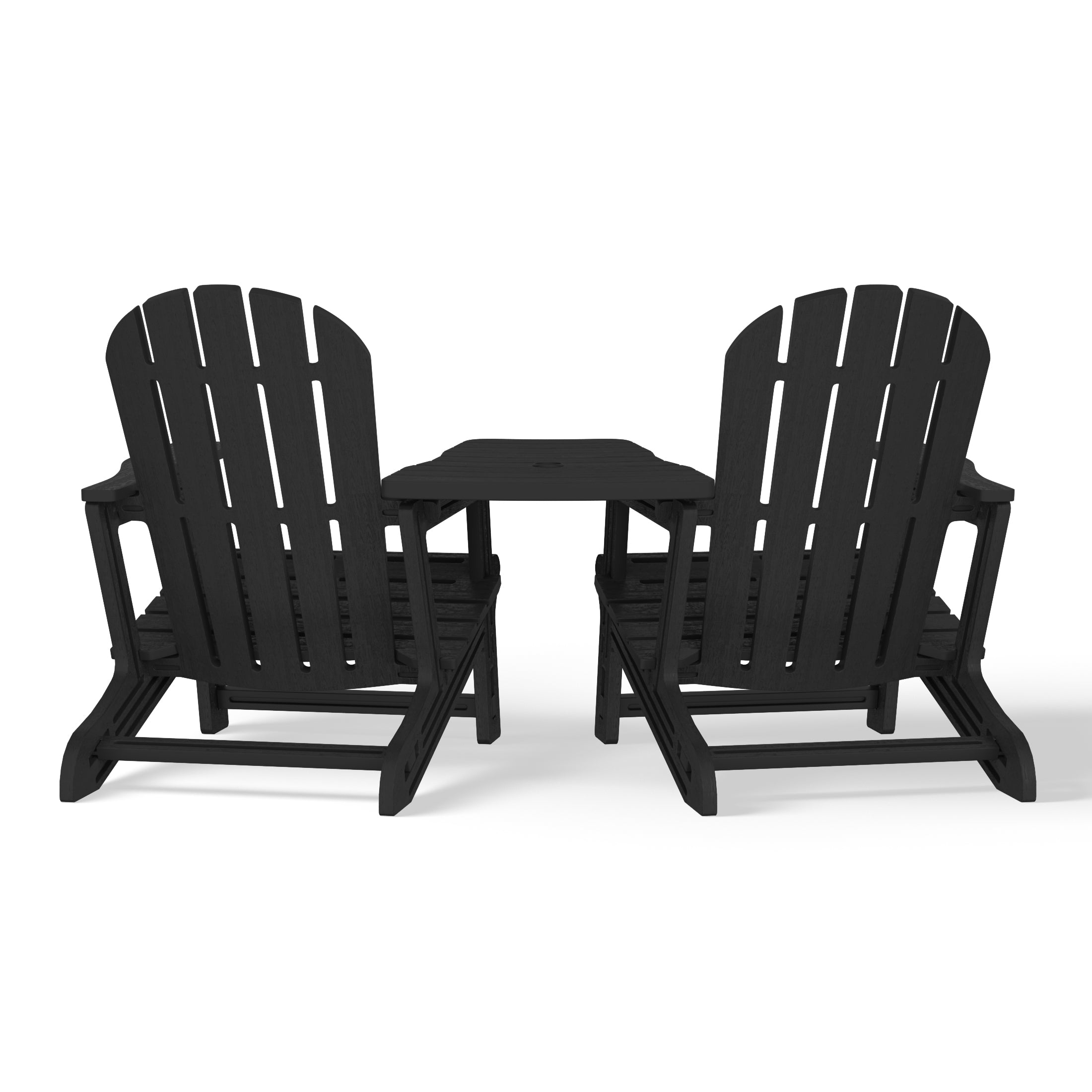 Set of Snap'n Lock Adirondack Chairs with Connecting Wedge Table (No Tools or Hardware) Seahawk Designs Adirondack Chairs