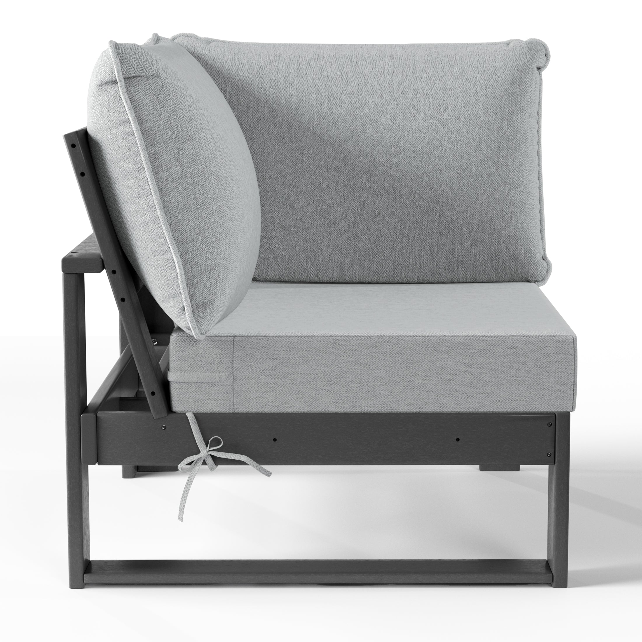 Signature All-Weather Outdoor Modular Patio Deep Seating Corner Chair (Corner Sectional Seat) Gray Light Gray Seahawk Designs Patio Chairs
