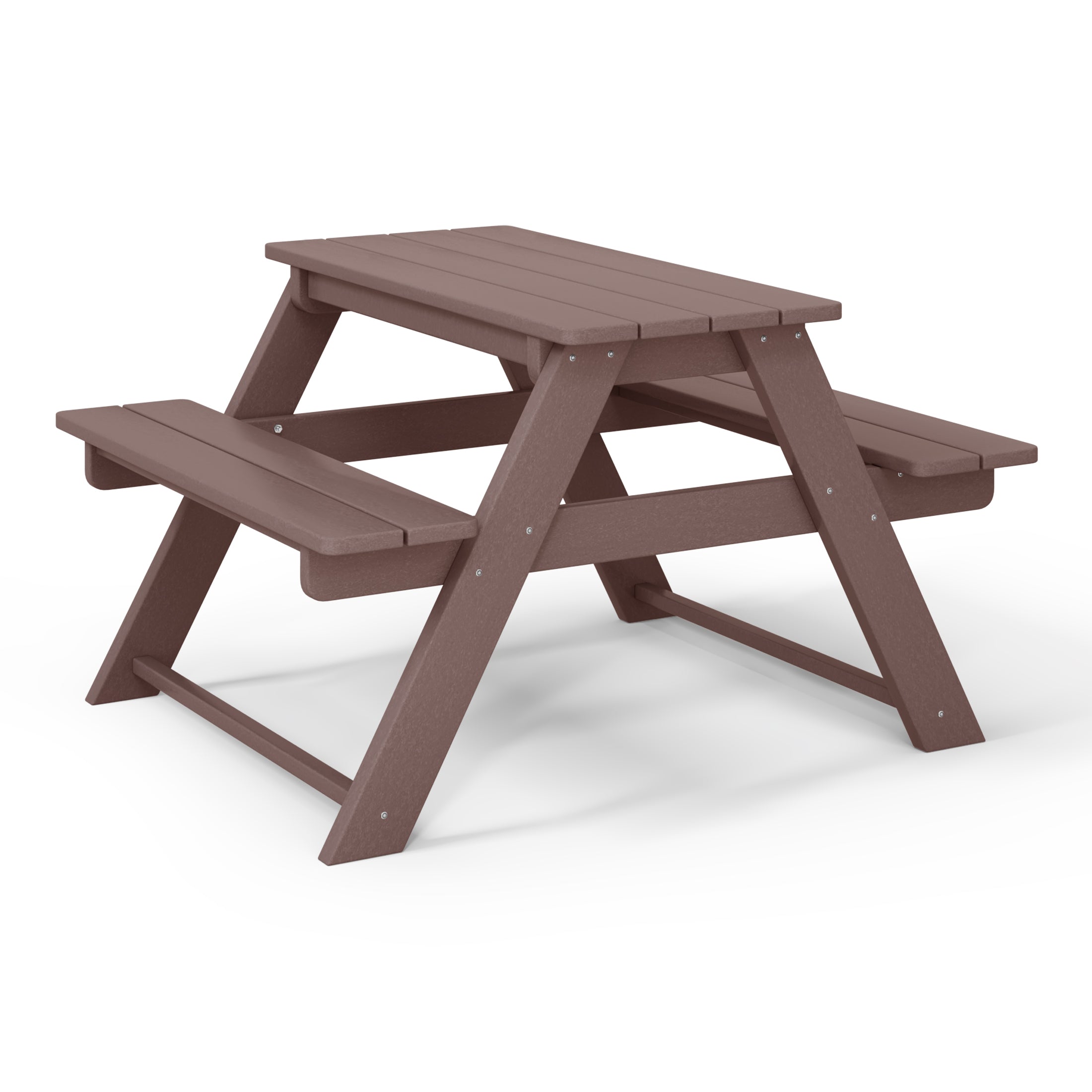 Tiny Terraces Kids' All-Weather Outdoor Picnic Table Dark Brown Seahawk Designs Kids Picnic Tables
