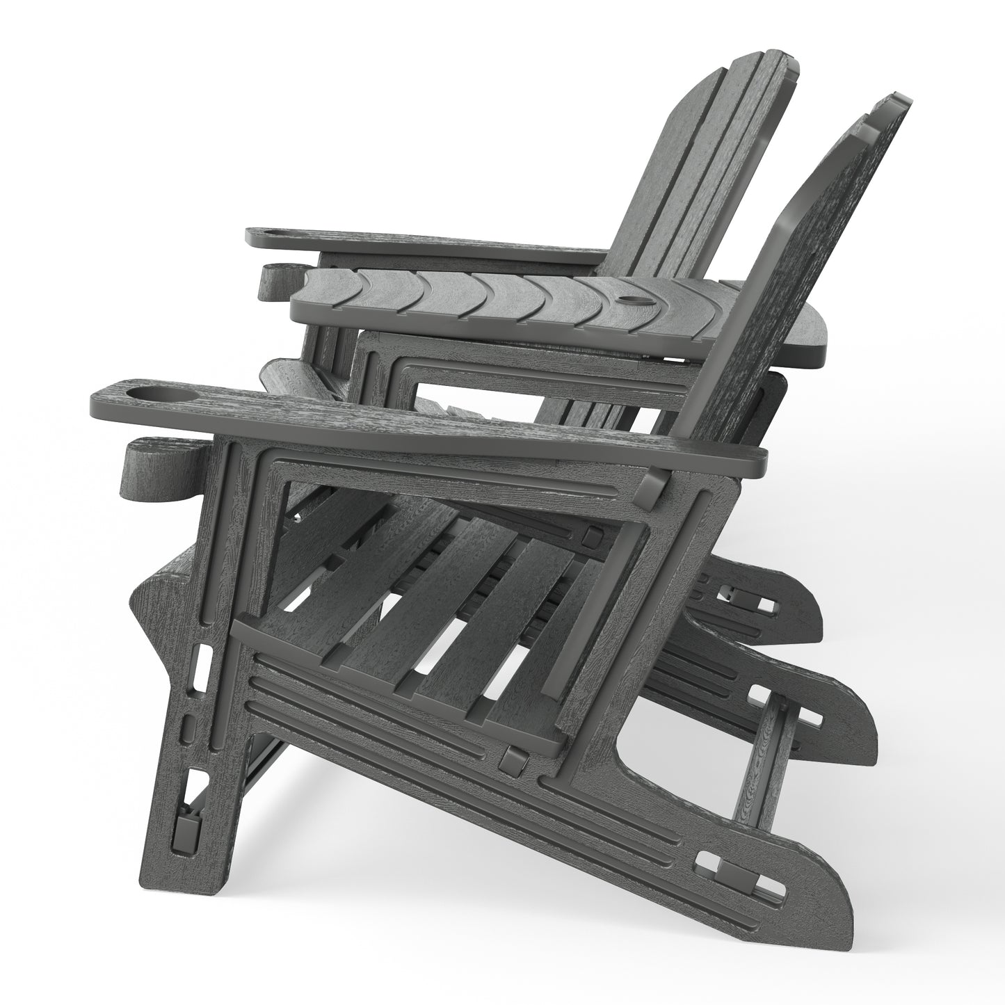 Set of Snap'n Lock Adirondack Chairs with Connecting Wedge Table (No Tools or Hardware) Seahawk Designs Adirondack Chairs