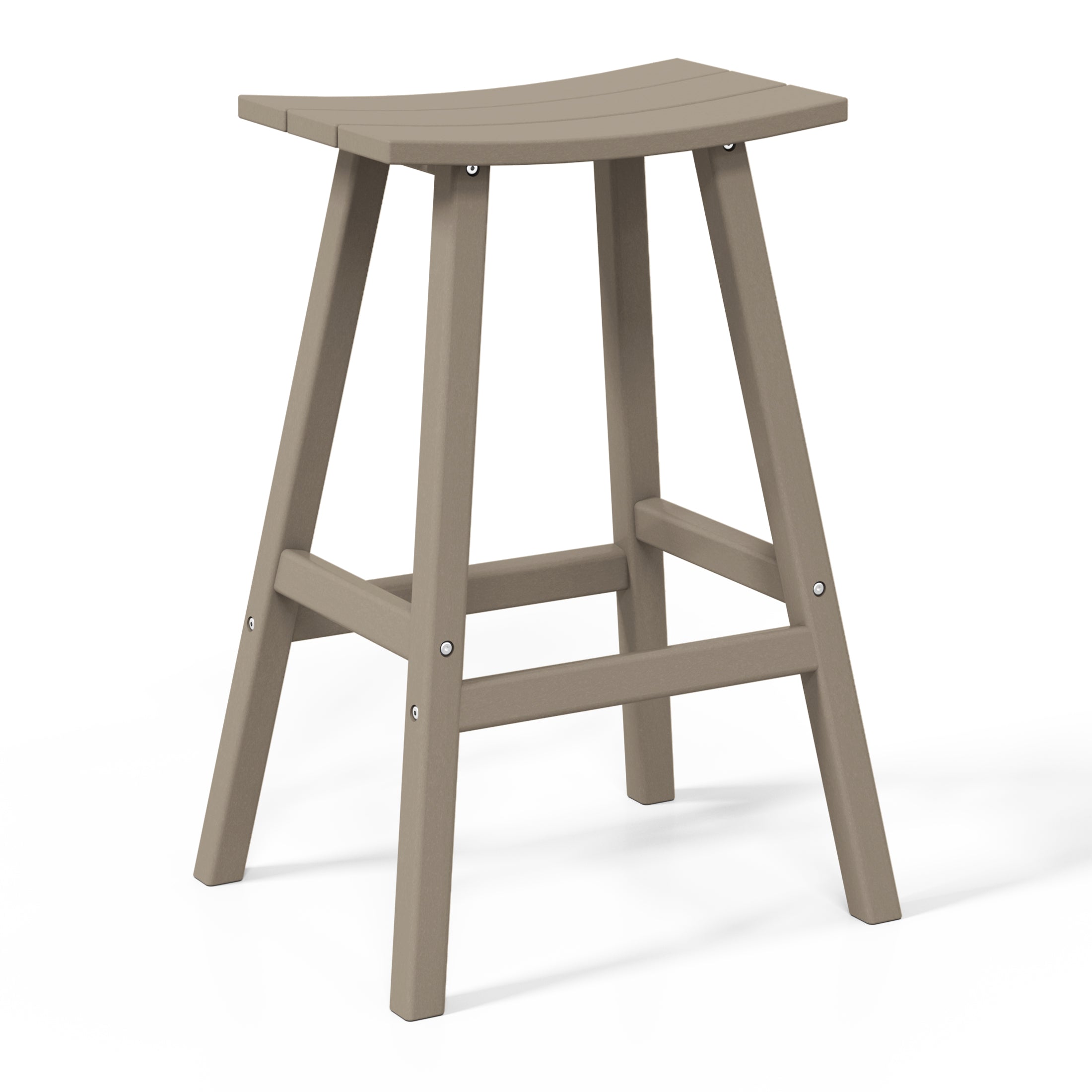 Stockholm All-Weather Outdoor Saddle Bar Stool (29" Height) Weathered Wood Seahawk Designs Patio Bar & Counter Stools