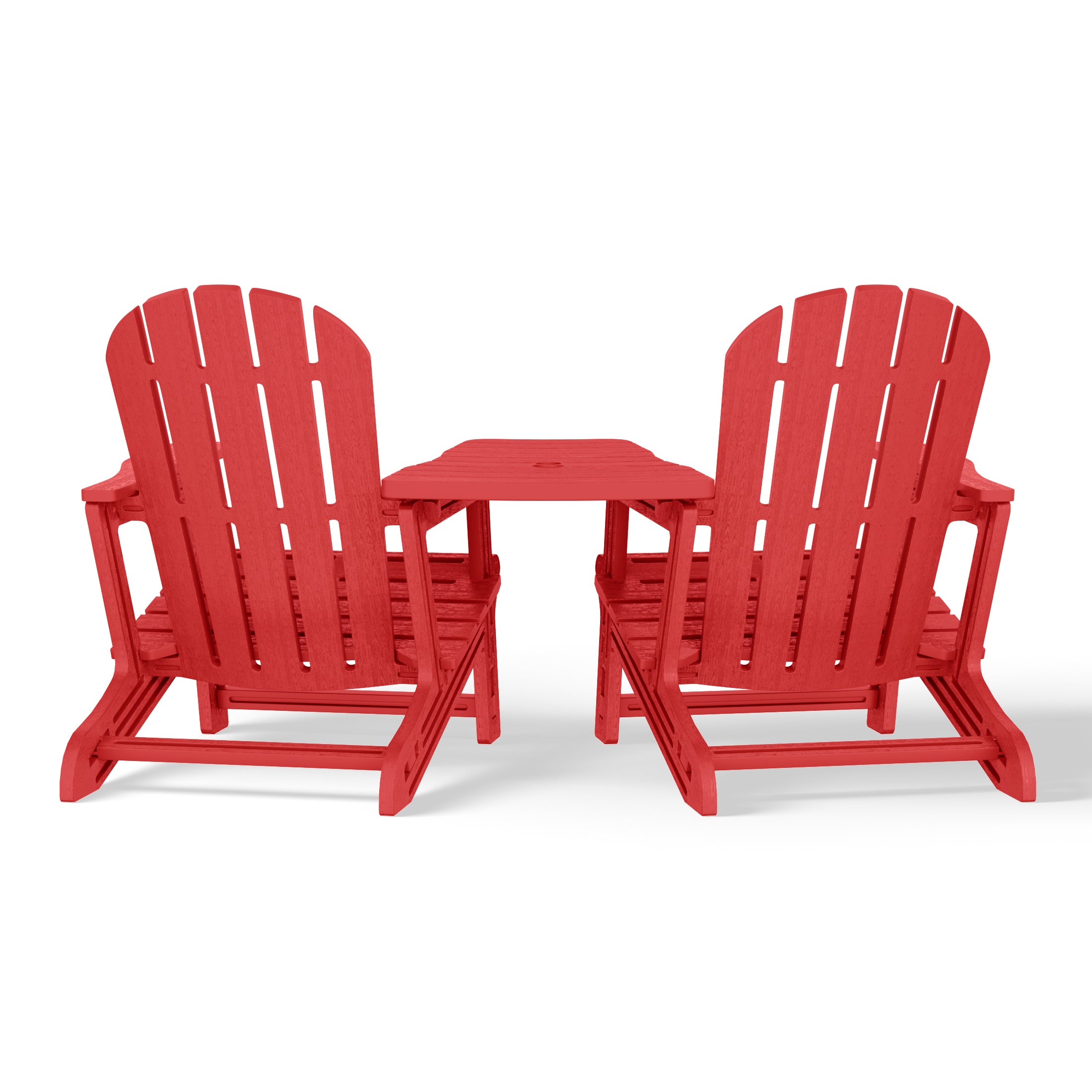 Set of Snap'n Lock Adirondack Chairs with Connecting Wedge Table (No Tools or Hardware) Seahawk Designs Adirondack Chairs