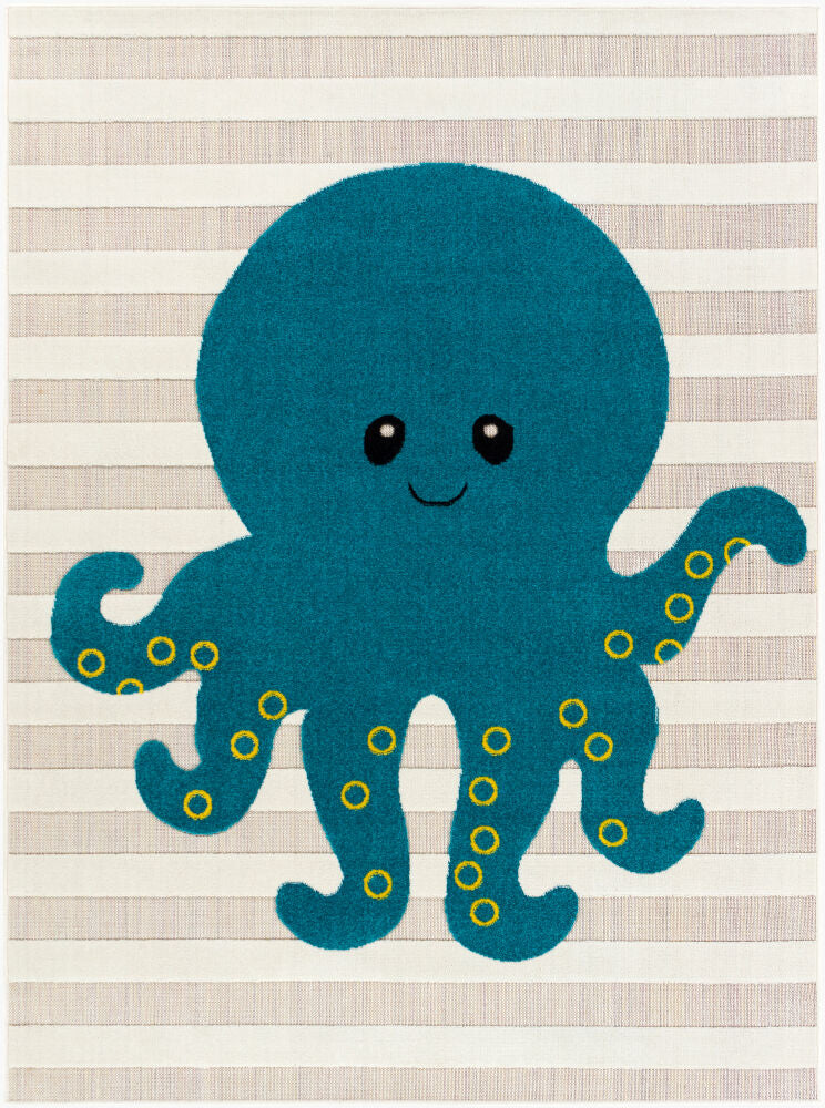 Kindergarten Machine Woven Rug — Black/Blue