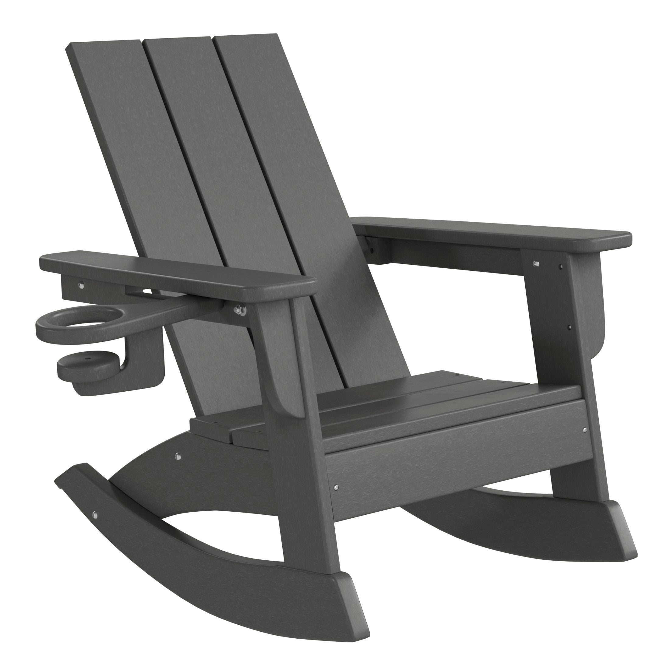 Tiny Terraces Kids Modern Adirondack Rocking Chair with Cup Holder (Set of 2) Gray Seahawk Designs Kids Patio Rocking Chairs