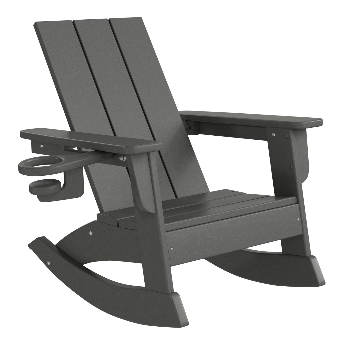 Tiny Terraces Kids Modern Adirondack Rocking Chair with Cup Holder (Set of 2) Gray Seahawk Designs Kids Patio Rocking Chairs