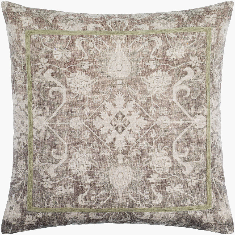 Kabir Accent Pillow — Beige/Light Sage