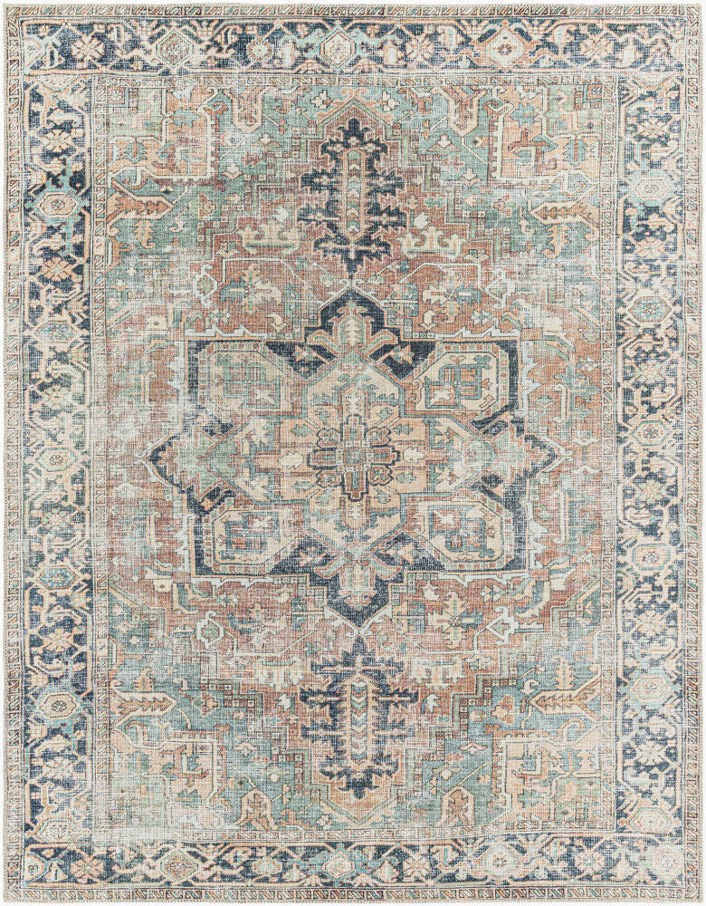 Kemer Machine Woven Rug — Navy/Orange