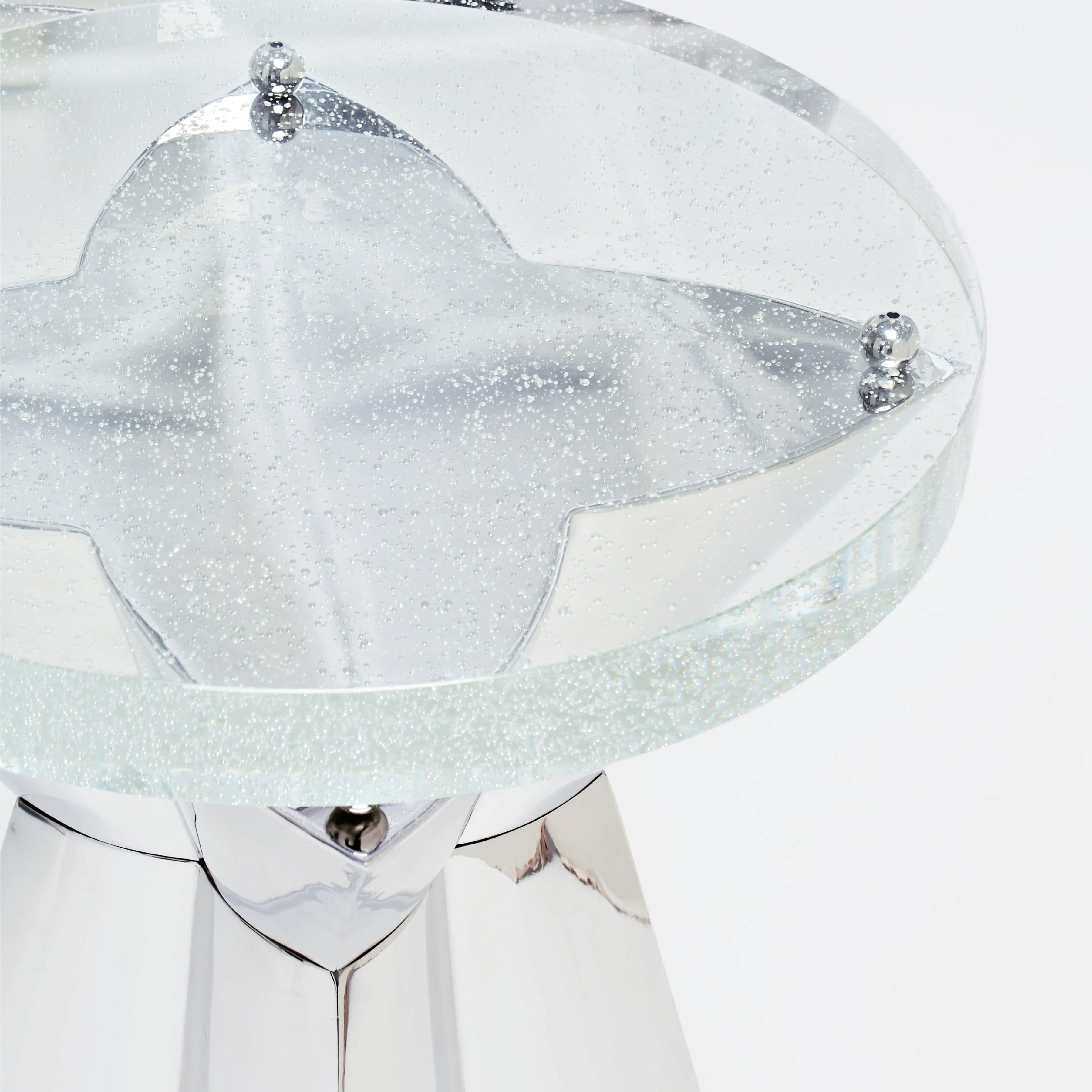 Bernhardt Anika Accent Table — Bubble Glass on Polished Steel Bernhardt End Table