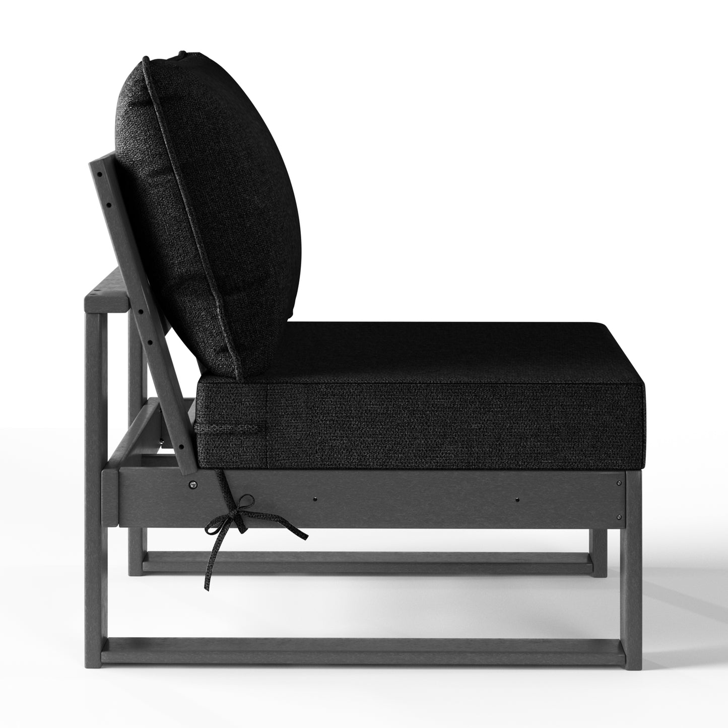 Signature All-Weather Outdoor Modular Deep Seating Cushioned Side Chair (Center Sectional Seat) Gray Black Seahawk Designs Patio Chairs