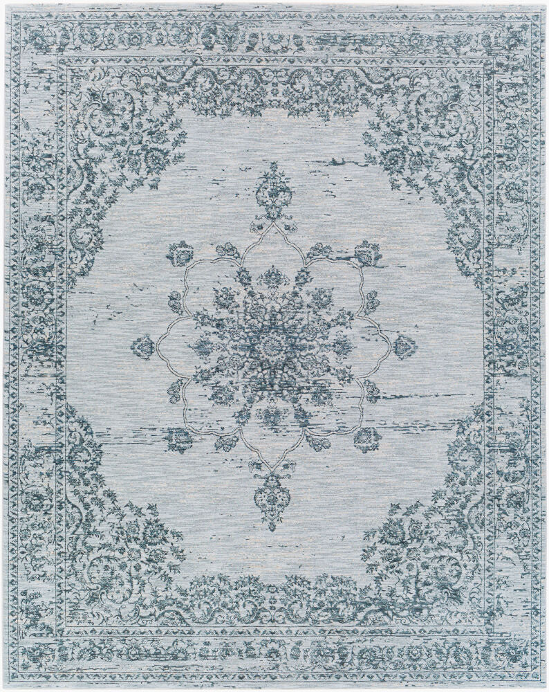 Laila Machine Woven Rug — Cream/Dark Blue
