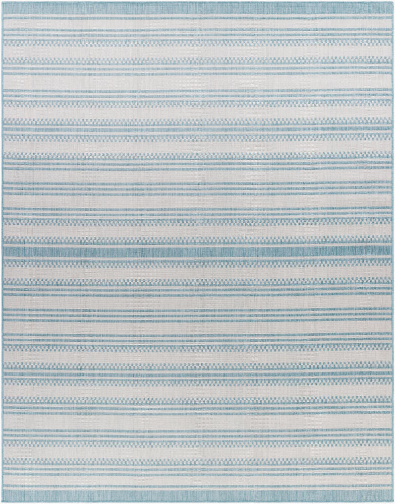 Long Beach Machine Woven Rug — Aqua/Ivory